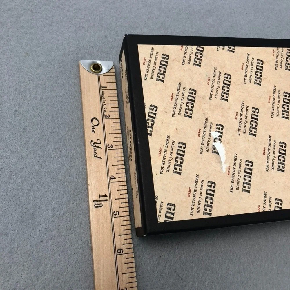 Authentic Gucci Gift Box Dust Bag Beige Black Logo Print 9x5.5x2 Small Rectangle